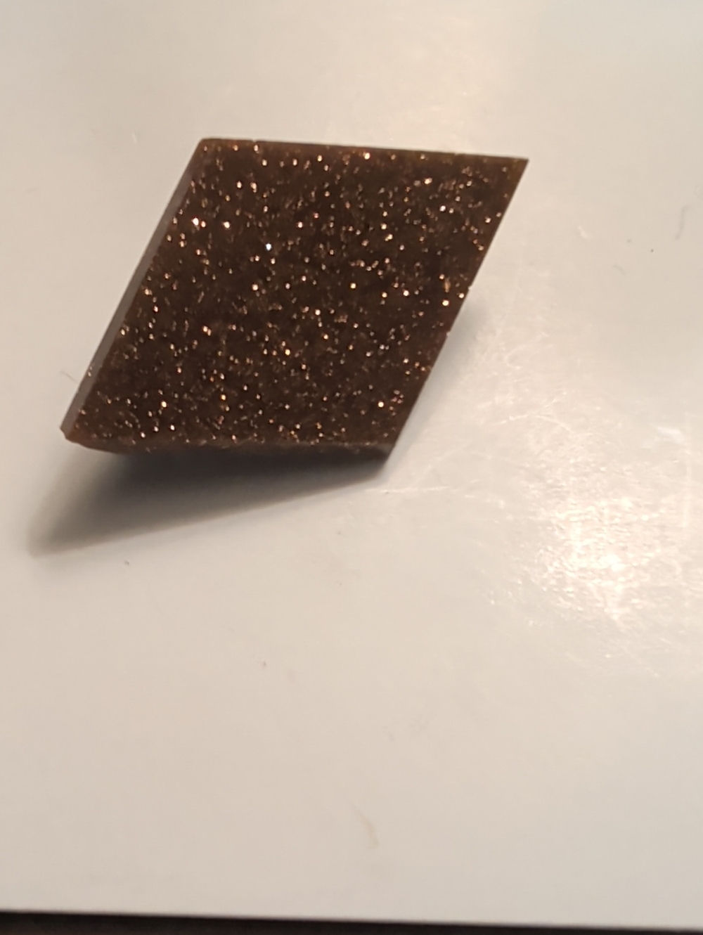 Goldstone pin brooch diamond shape, c clasp on back, bling vintage